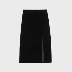 Theory Slit Pencil Skirt In Stretch Velvet-Women Skirts