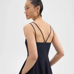 Theory Square Neck Dress In Good Linen-Women Dresses