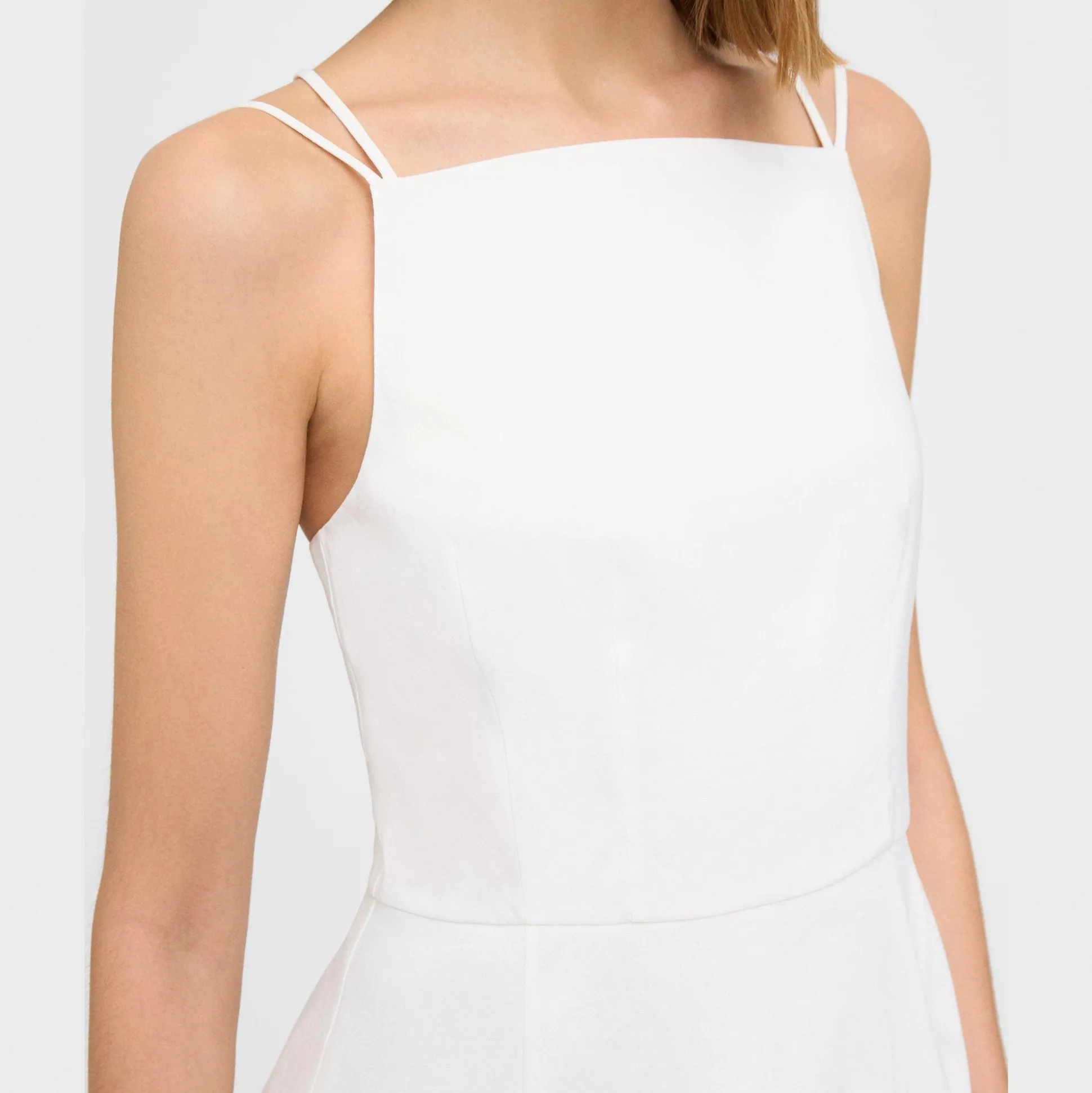 Theory Square Neck Dress In Good Linen-Women Dresses