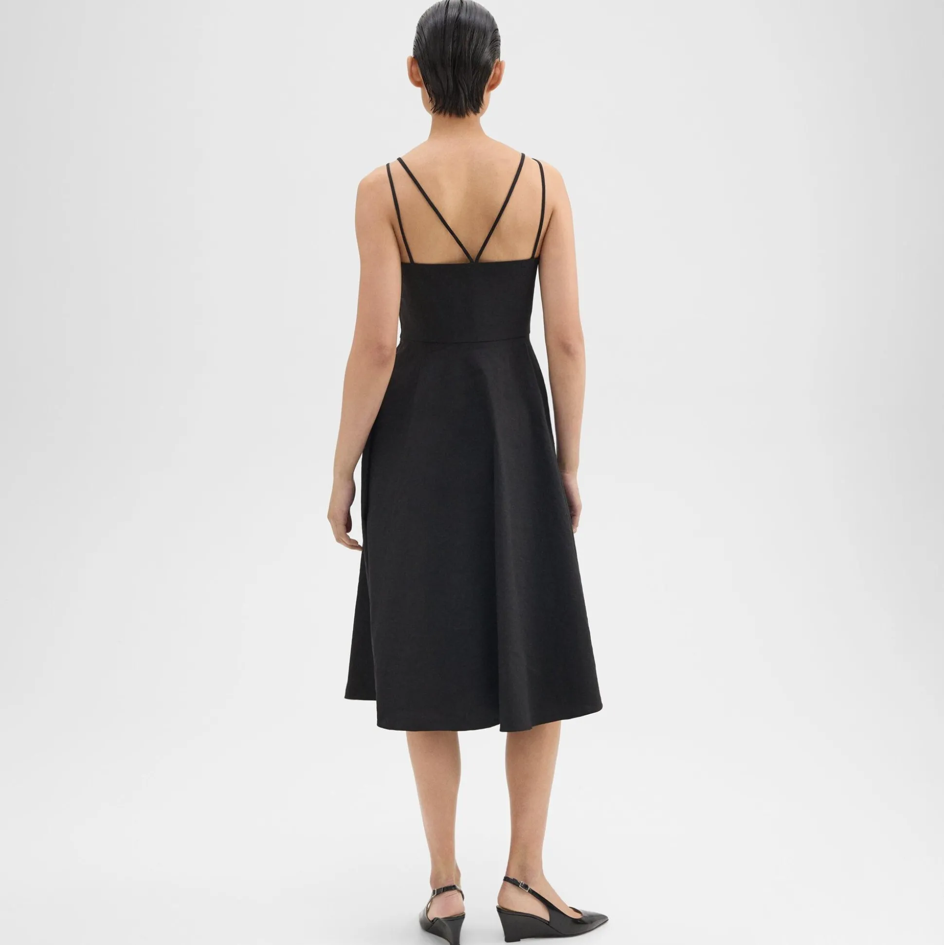 Theory Square Neck Dress In Good Linen-Women Dresses