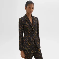 Theory Staple Blazer In Tortoiseshell Printed Crepe-Women Suits|Blazers + Jackets