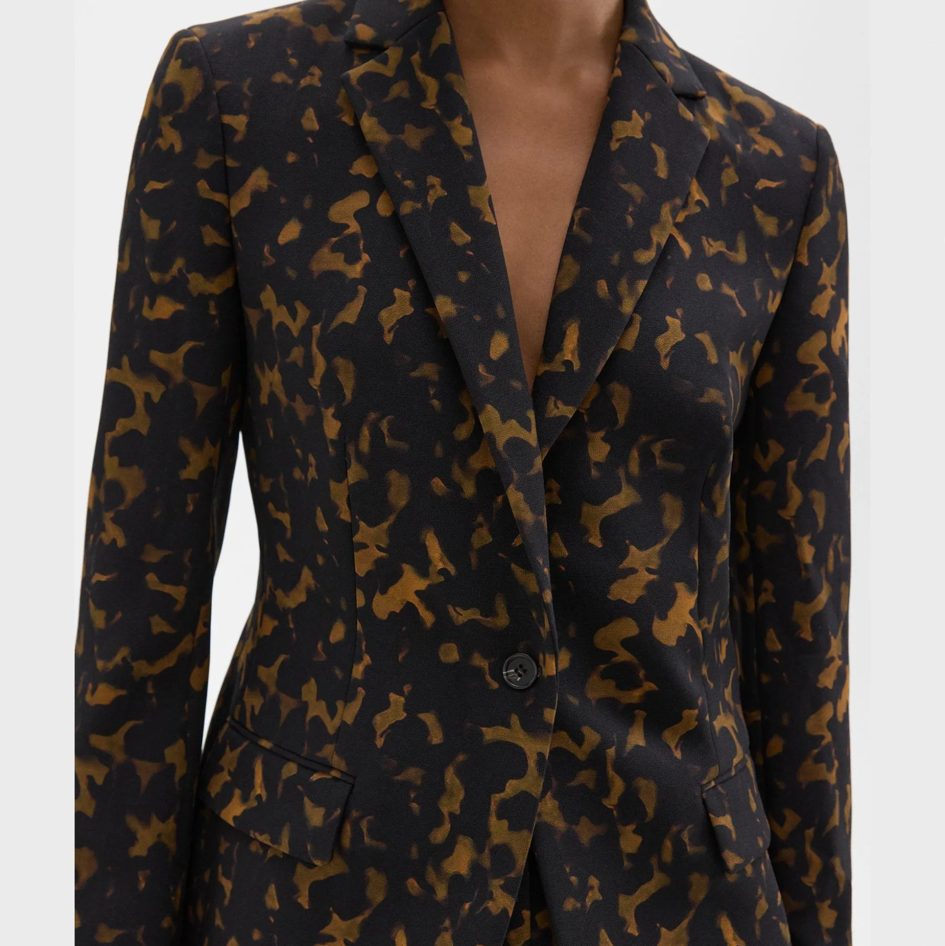 Theory Staple Blazer In Tortoiseshell Printed Crepe-Women Suits|Blazers + Jackets