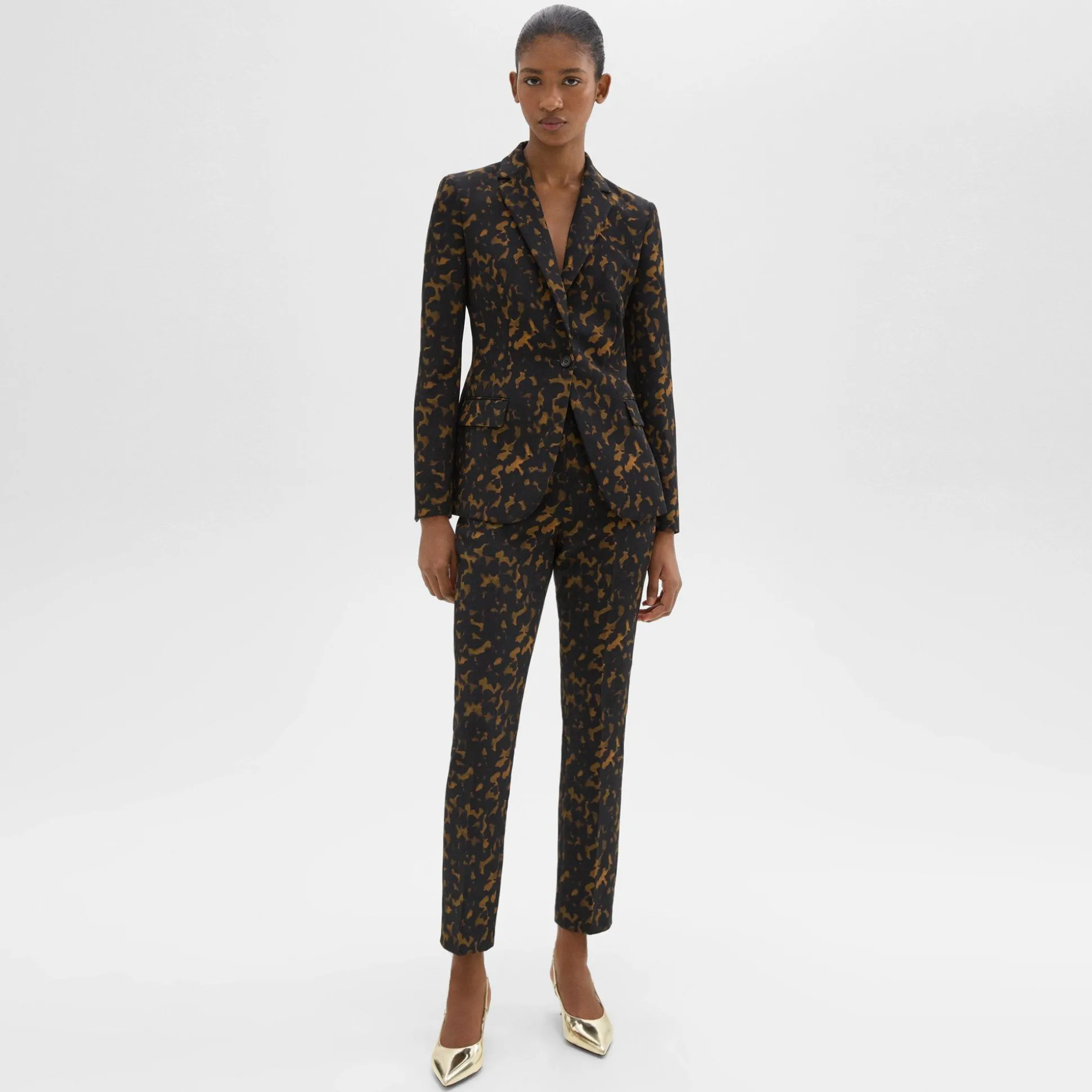 Theory Staple Blazer In Tortoiseshell Printed Crepe-Women Suits|Blazers + Jackets