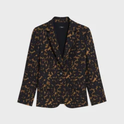 Theory Staple Blazer In Tortoiseshell Printed Crepe-Women Suits|Blazers + Jackets