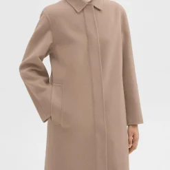 Theory Straight Car Coat In Double-Face Wool-Cashmere-Women Outerwear