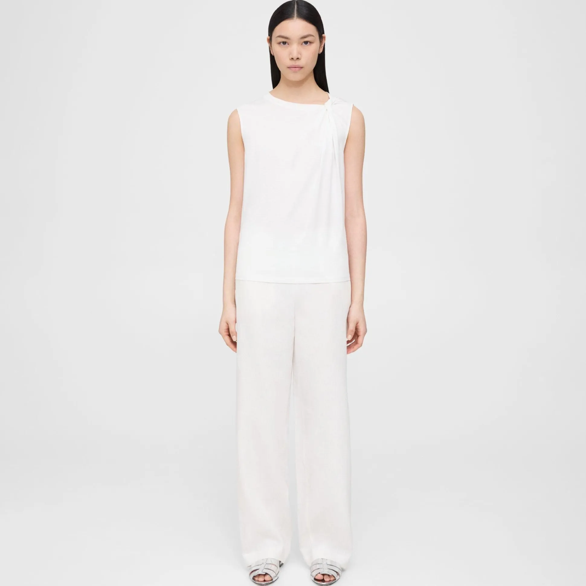 Theory Straight Pull-On Pant In Galena Linen-Women Pants