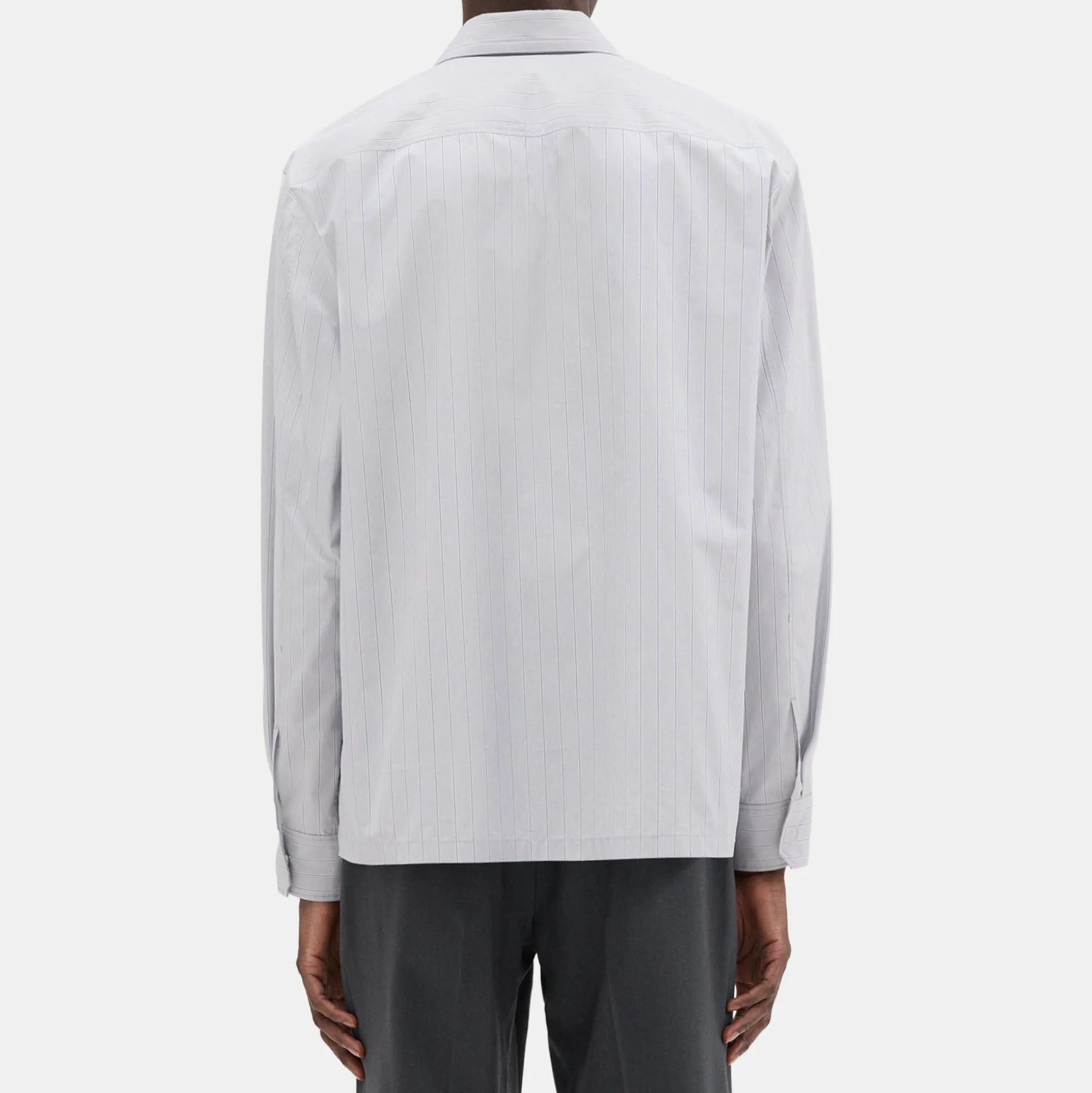 Theory Striped Cotton-Blend Shirt Jacket-Men Shirts