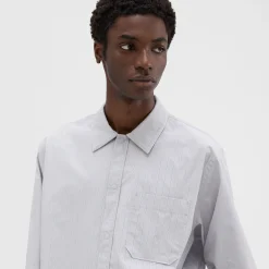 Theory Striped Cotton-Blend Shirt Jacket-Men Shirts