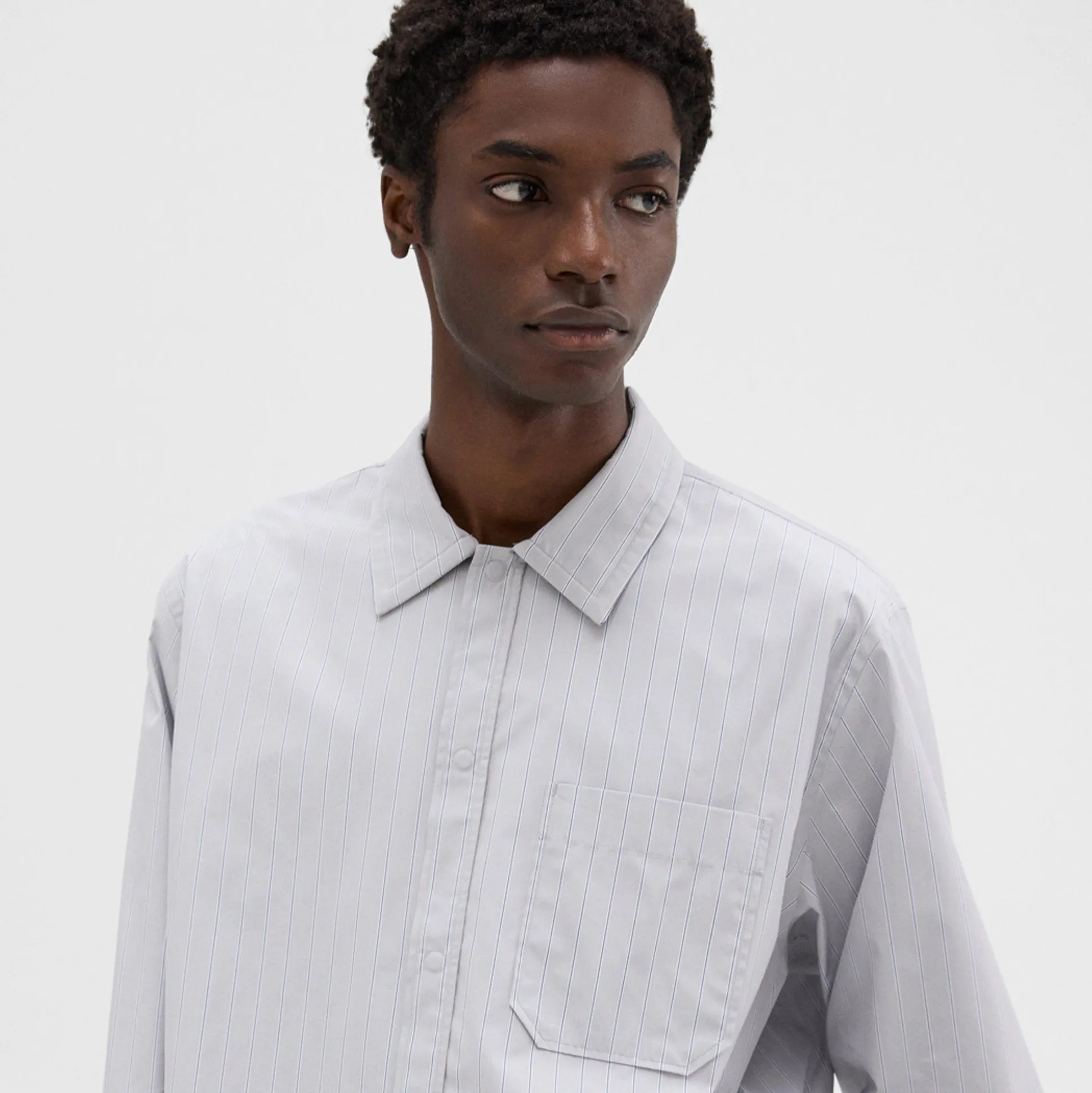 Theory Striped Cotton-Blend Shirt Jacket-Men Shirts