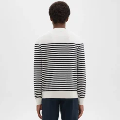 Theory Striped Crewneck Sweater In Merino Wool-Men Sweaters + Cardigans