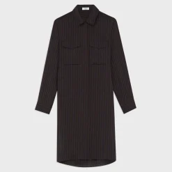 Theory Striped Silk-Viscose Shirt Dress-Women Dresses