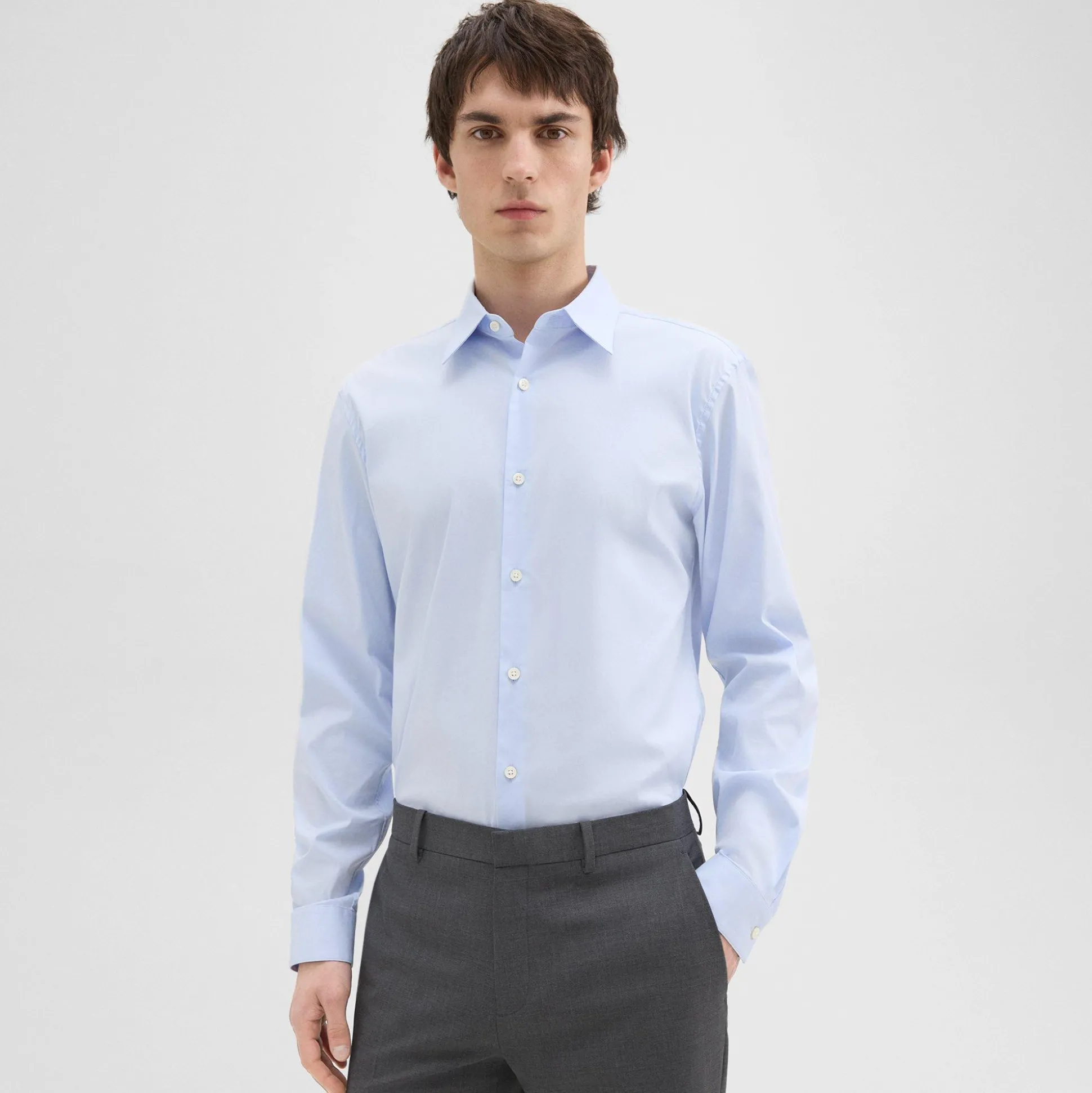 Theory Sylvain Shirt In Good Cotton-Men Shirts
