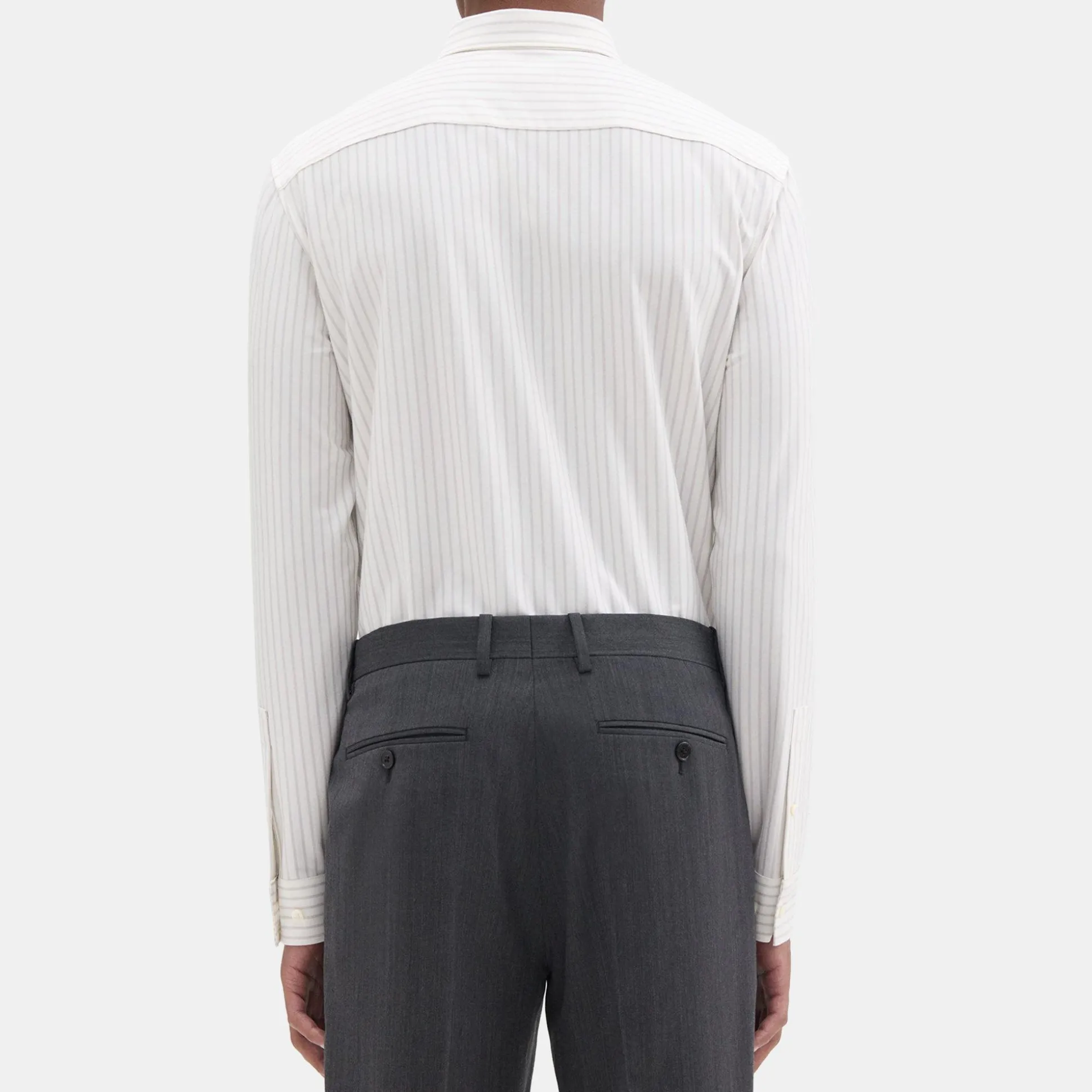 Theory Sylvain Shirt In Striped Structure Knit-Men Shirts
