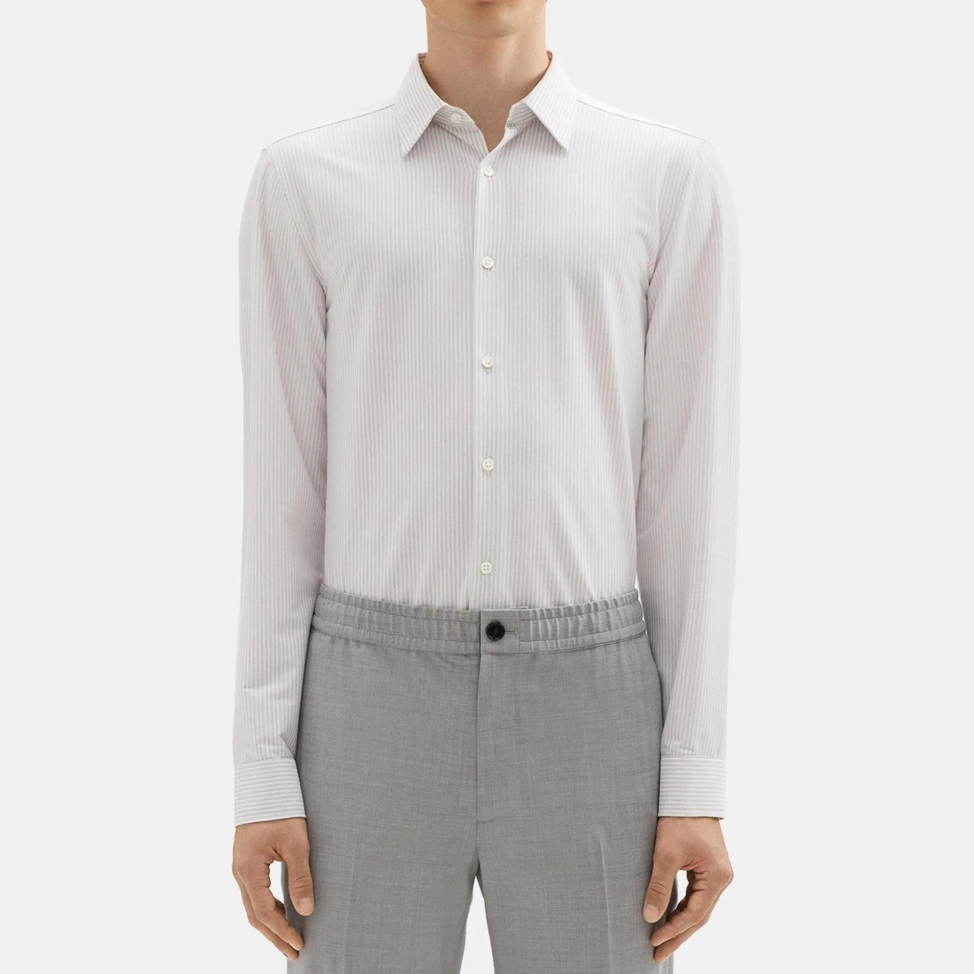 Theory Sylvain Shirt In Striped Structure Knit-Men Shirts