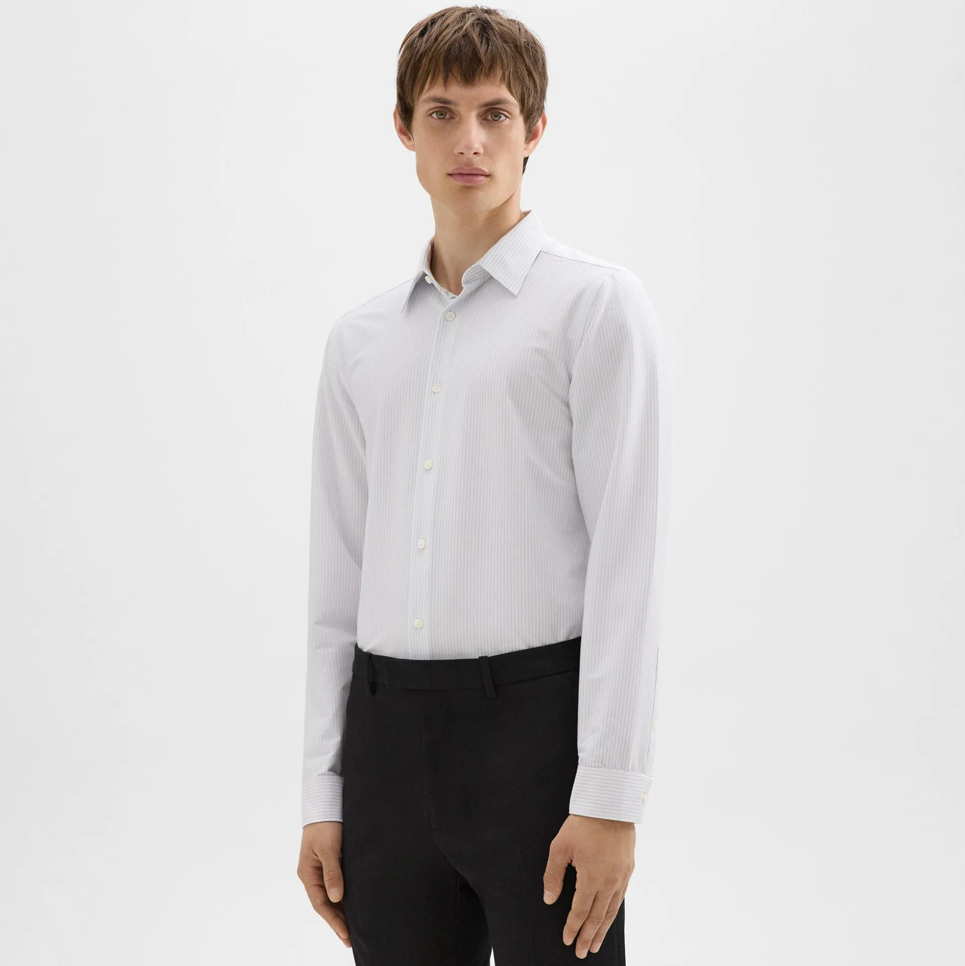 Theory Sylvain Shirt In Striped Structure Knit-Men Shirts