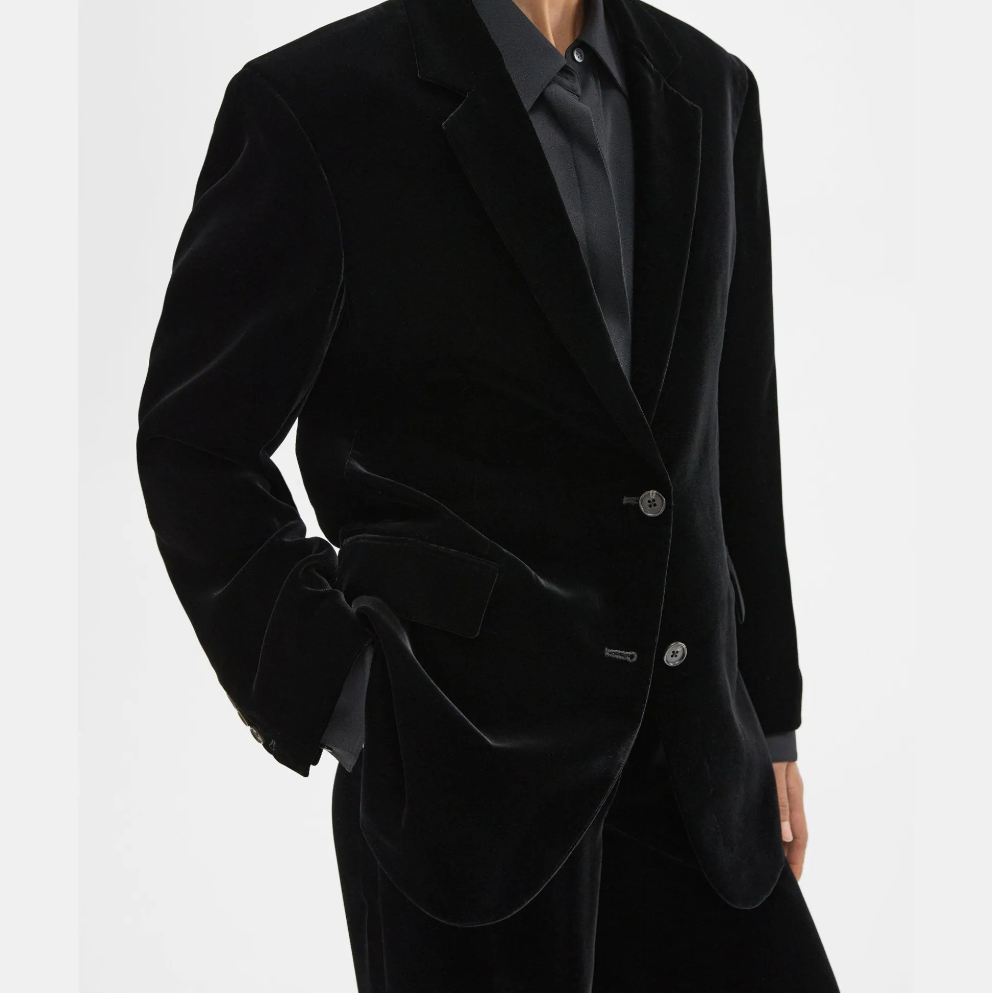 Theory Tailored Blazer In Stretch Velvet-Women Suits|Blazers + Jackets