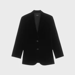 Theory Tailored Blazer In Stretch Velvet-Women Suits|Blazers + Jackets