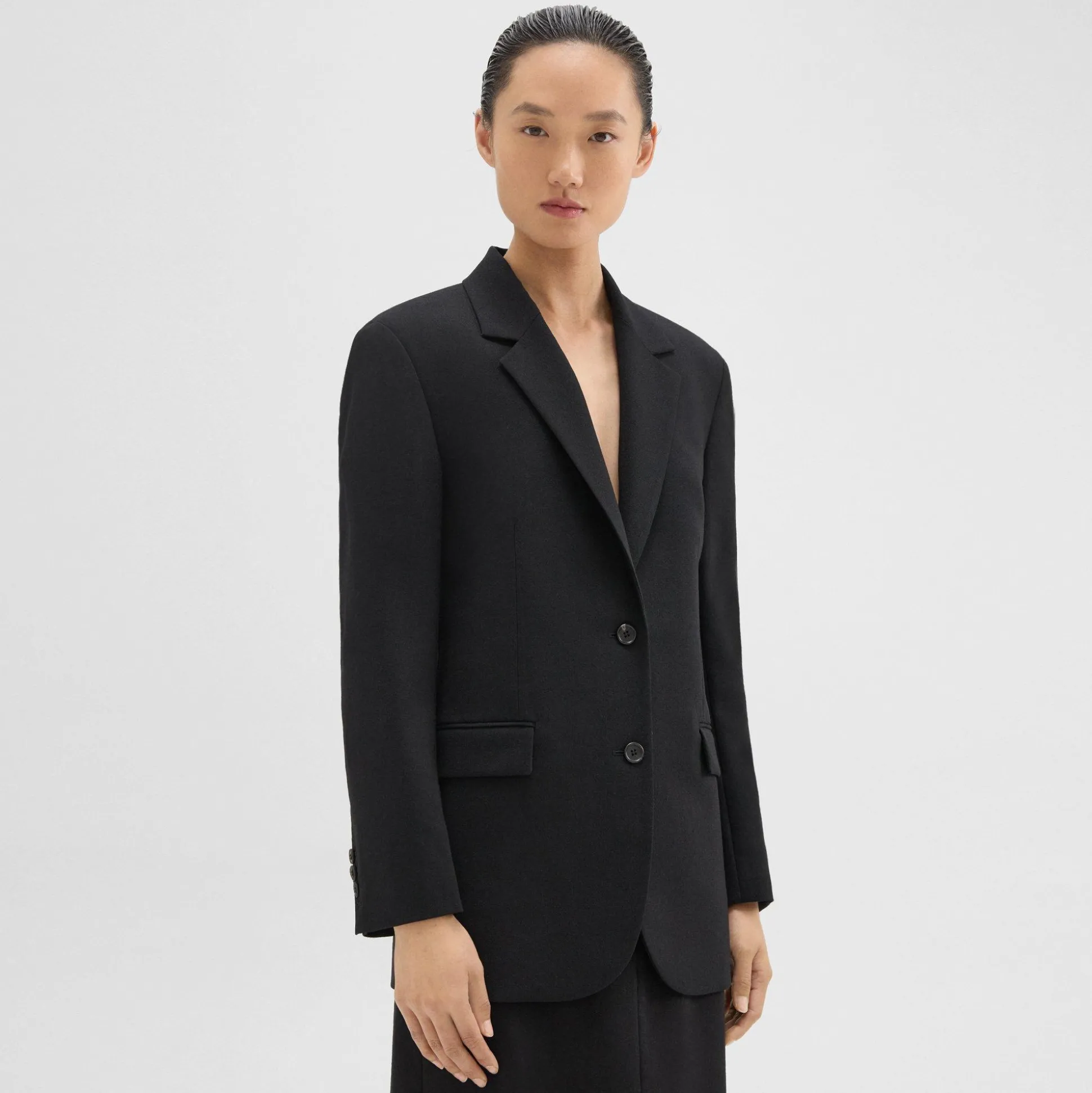 Theory Tailored Slim Blazer In Wool Canvas-Women Suits|Blazers + Jackets