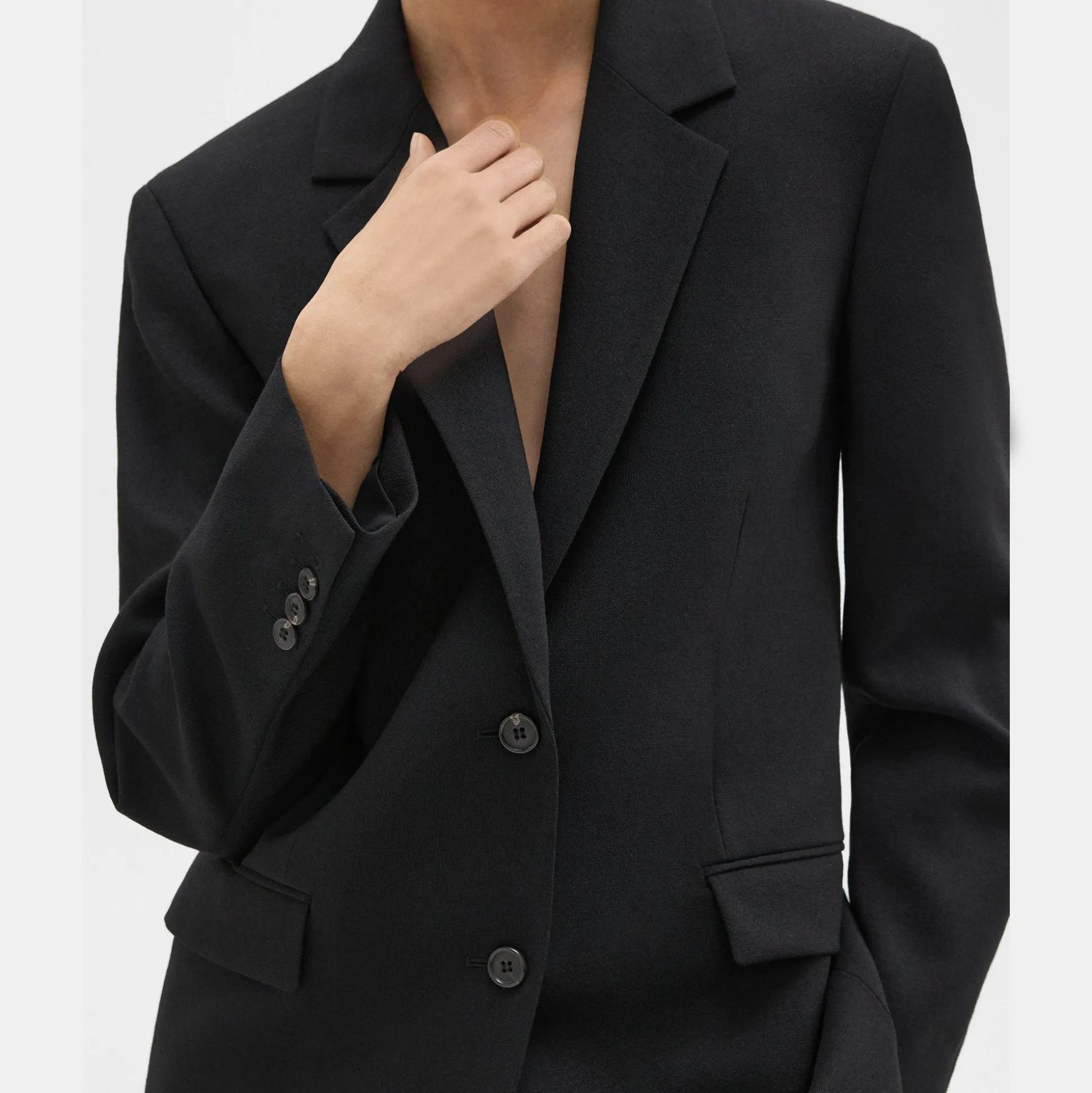Theory Tailored Slim Blazer In Wool Canvas-Women Suits|Blazers + Jackets