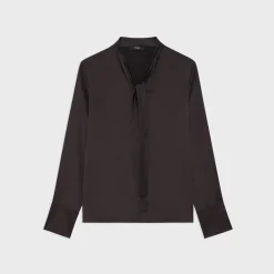 Theory Tie Neck Blouse In Satin-Women Tops