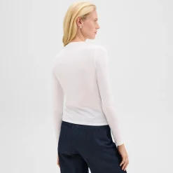 Theory Tiny Long-Sleeve Tee In Organic Cotton-Women T-Shirts