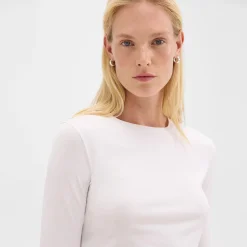 Theory Tiny Long-Sleeve Tee In Organic Cotton-Women T-Shirts