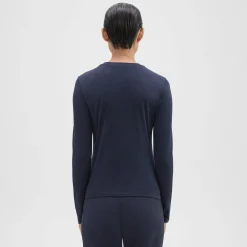 Theory Tiny Long-Sleeve Tee In Organic Cotton-Women T-Shirts