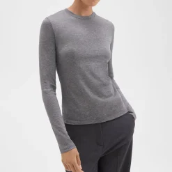 Theory Tiny Long-Sleeve Tee In Organic Cotton-Women T-Shirts