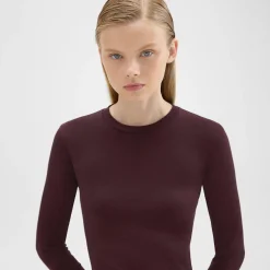 Theory Tiny Long-Sleeve Tee In Organic Cotton-Women T-Shirts