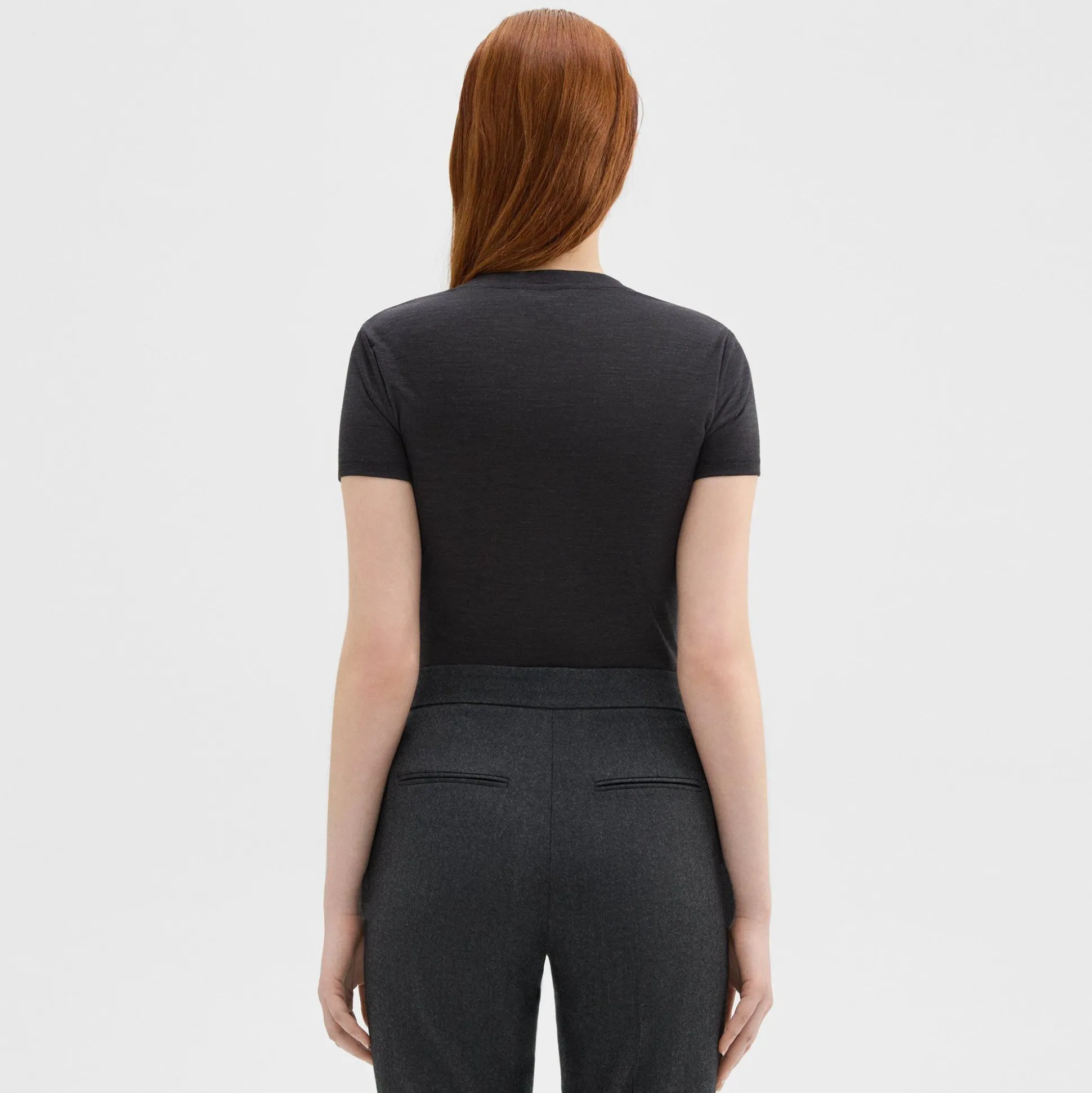 Theory Tiny Tee In Melange Wool Jersey-Women T-Shirts