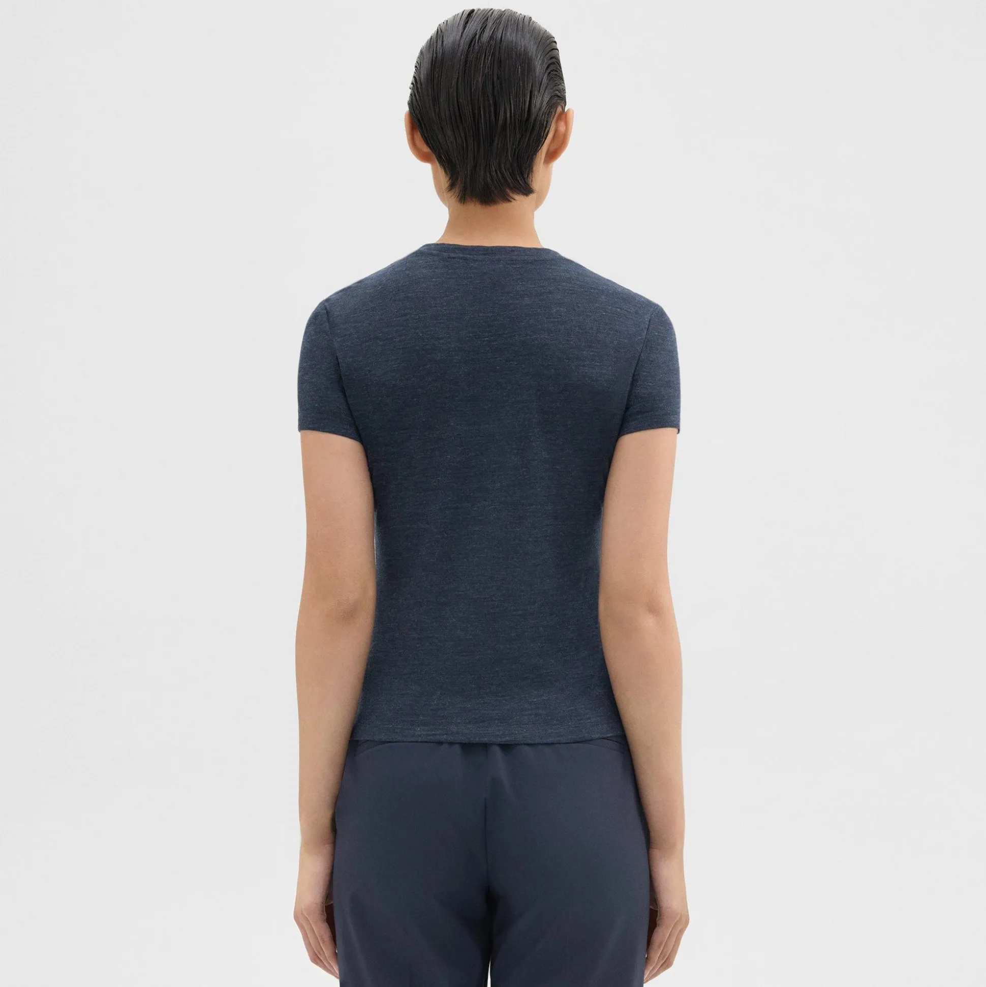 Theory Tiny Tee In Melange Wool Jersey-Women T-Shirts