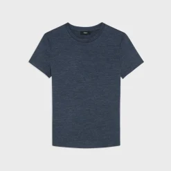 Theory Tiny Tee In Melange Wool Jersey-Women T-Shirts