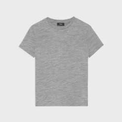 Theory Tiny Tee In Melange Wool Jersey-Women T-Shirts
