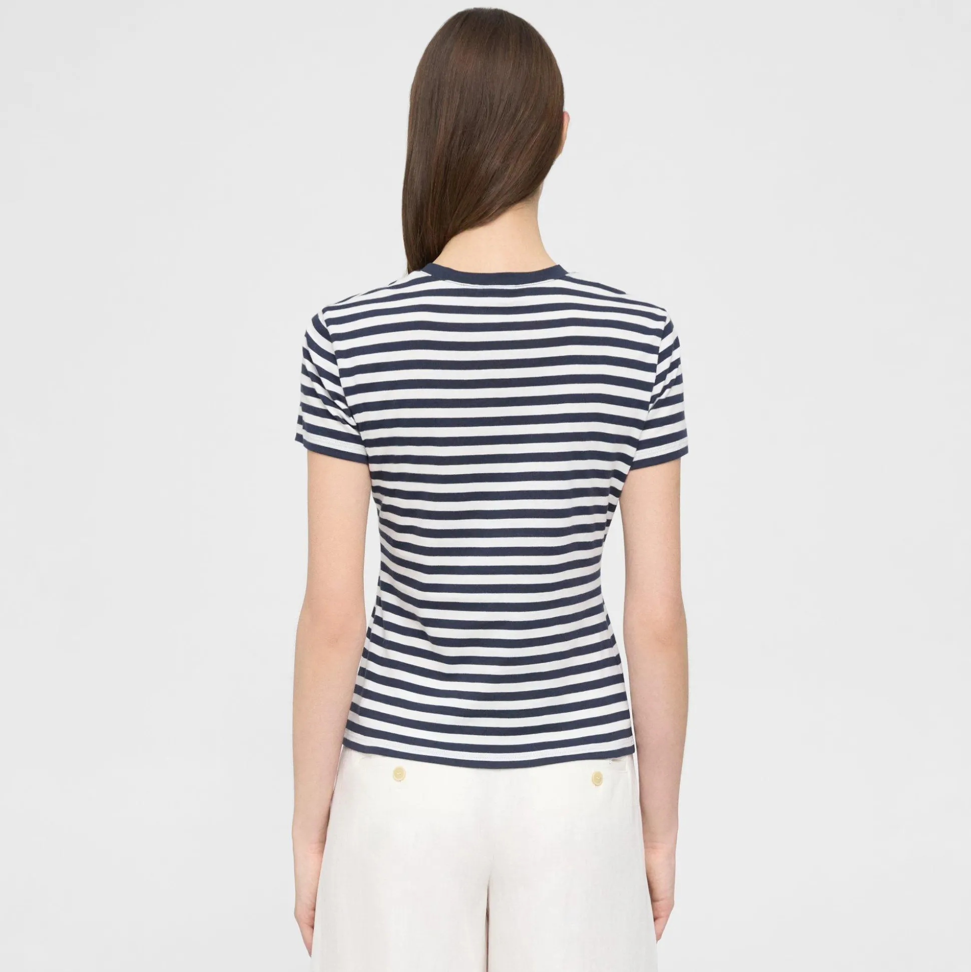 Theory Tiny Tee In Striped Organic Cotton-Women T-Shirts