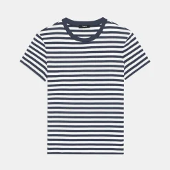 Theory Tiny Tee In Striped Organic Cotton-Women T-Shirts