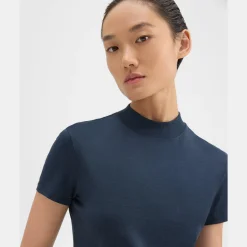 Theory Tiny Turtleneck Tee In Organic Cotton-Women T-Shirts