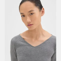 Theory Tiny V-Neck Tee In Organic Cotton-Women T-Shirts