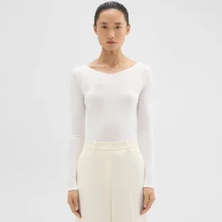 Theory Tiny V-Neck Tee In Organic Cotton-Women T-Shirts