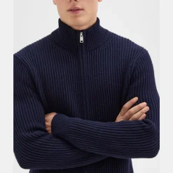 Theory Tomas Full Zip Cardigan In Dane Wool-Men Sweaters + Cardigans
