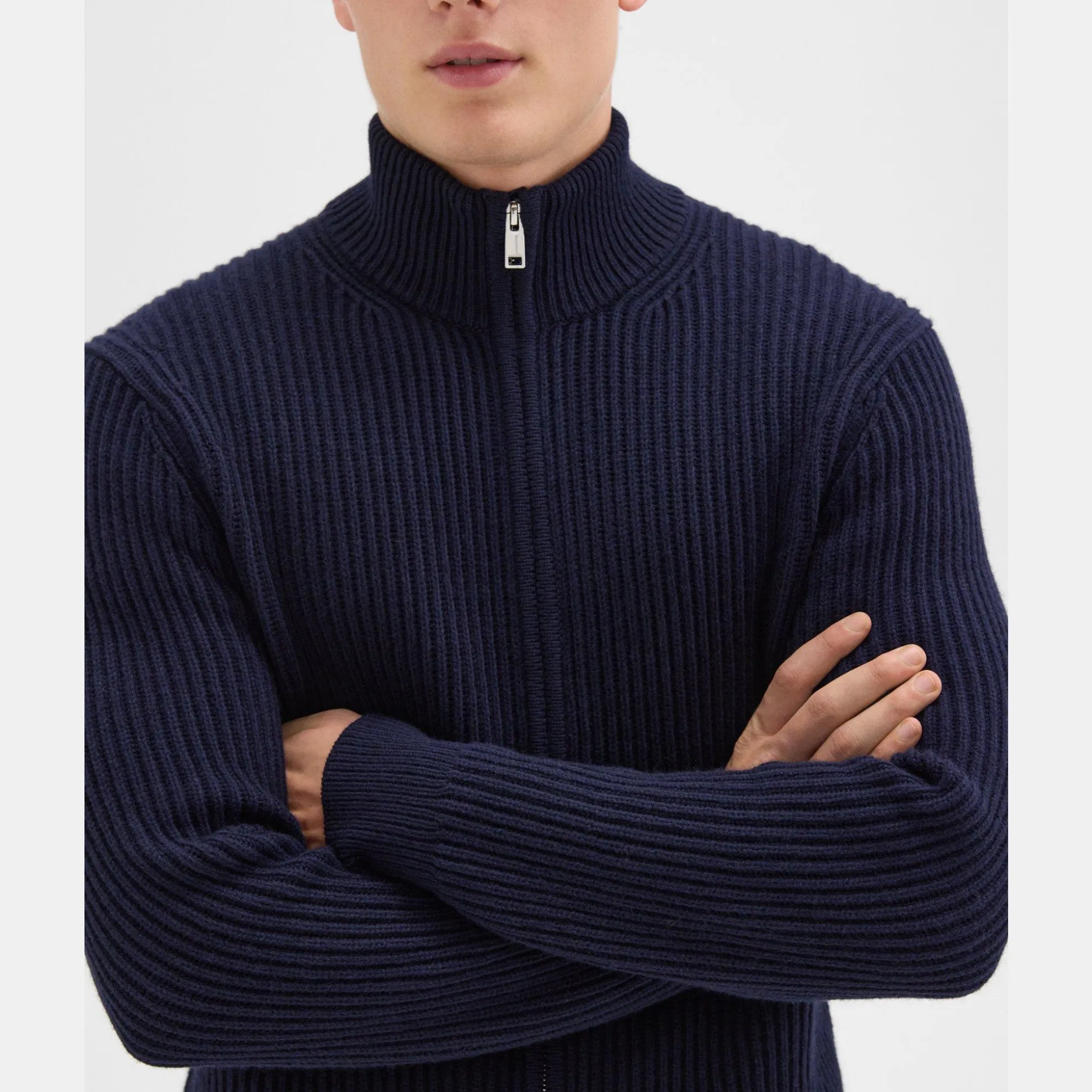 Theory Tomas Full Zip Cardigan In Dane Wool-Men Sweaters + Cardigans
