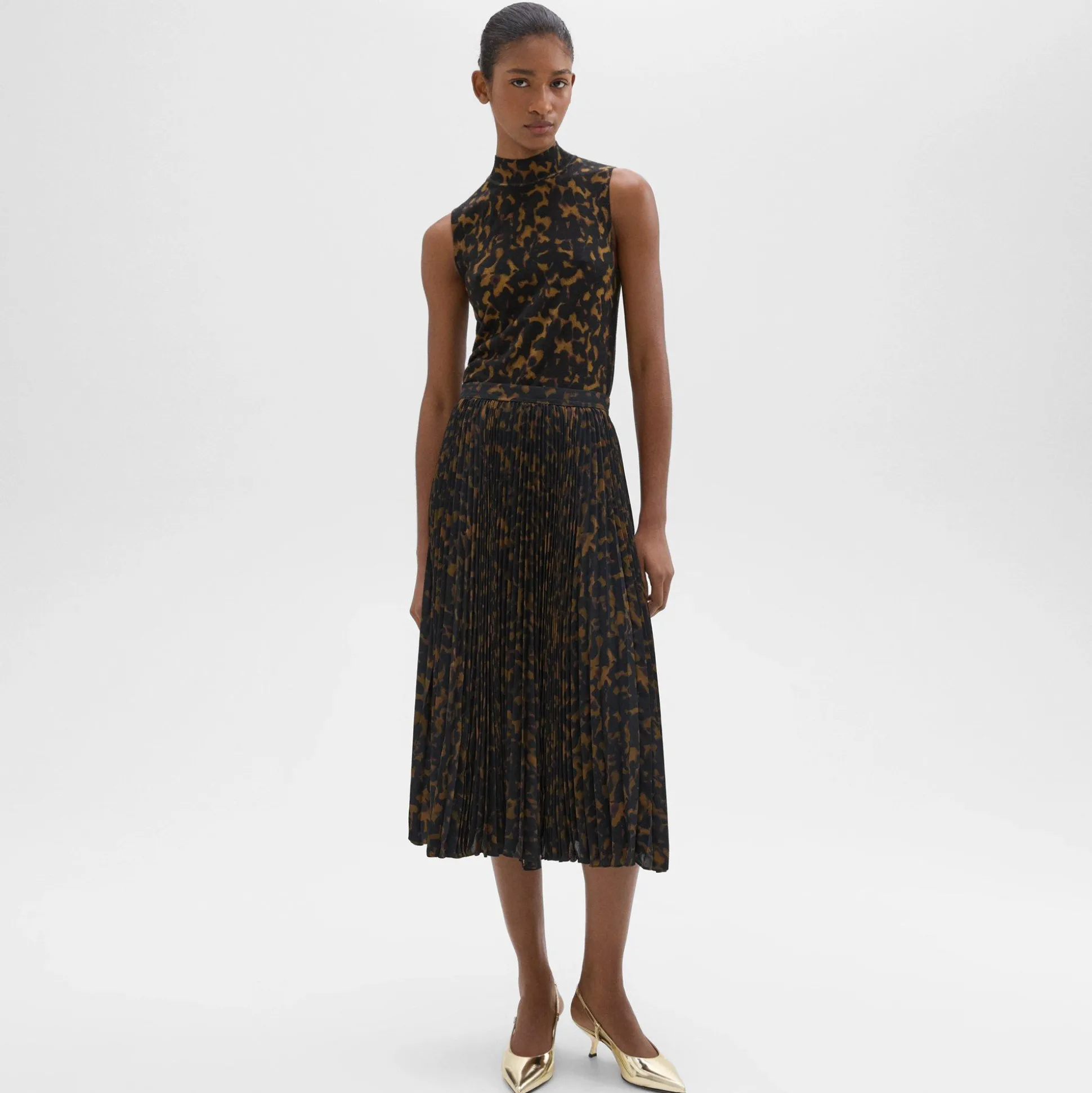 Theory Tortoiseshell Printed Shell In Merino Wool-Women Sweaters + Cardigans