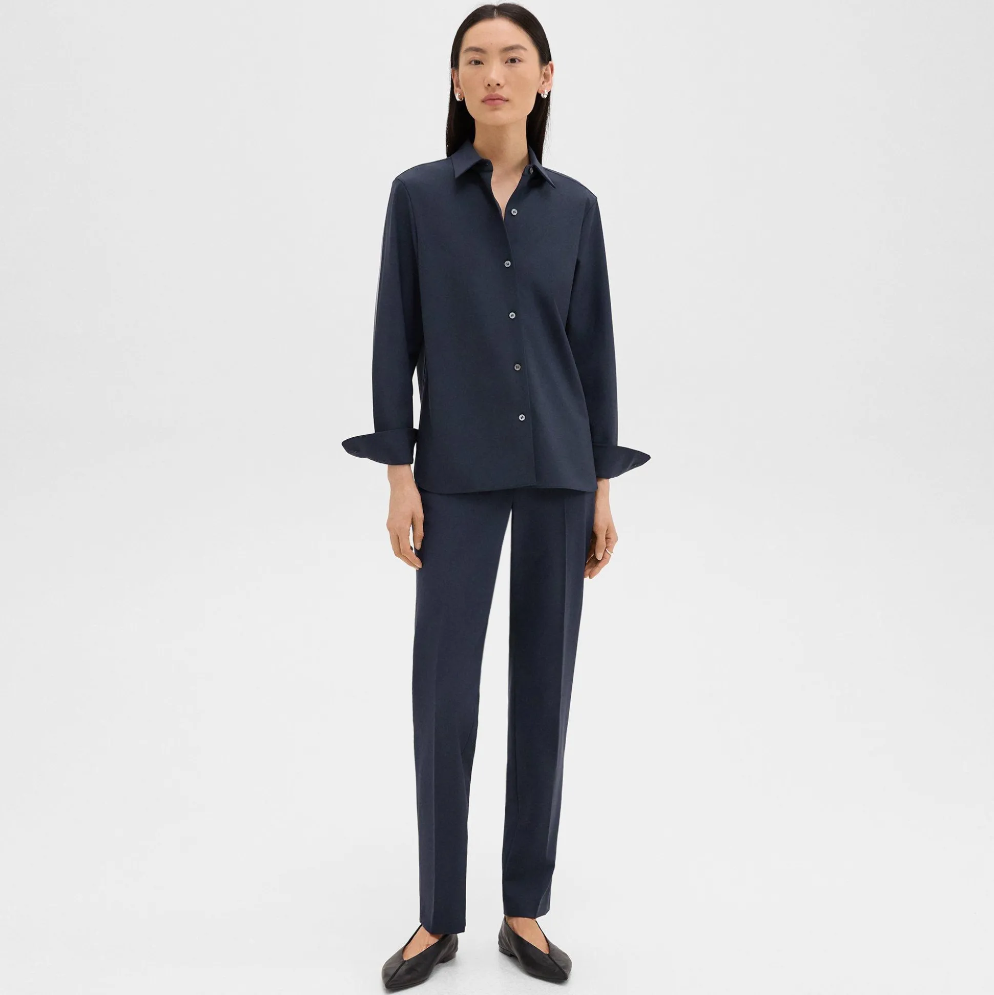Theory Treeca Full Length Pant In Good Wool-Women Suits|Pants