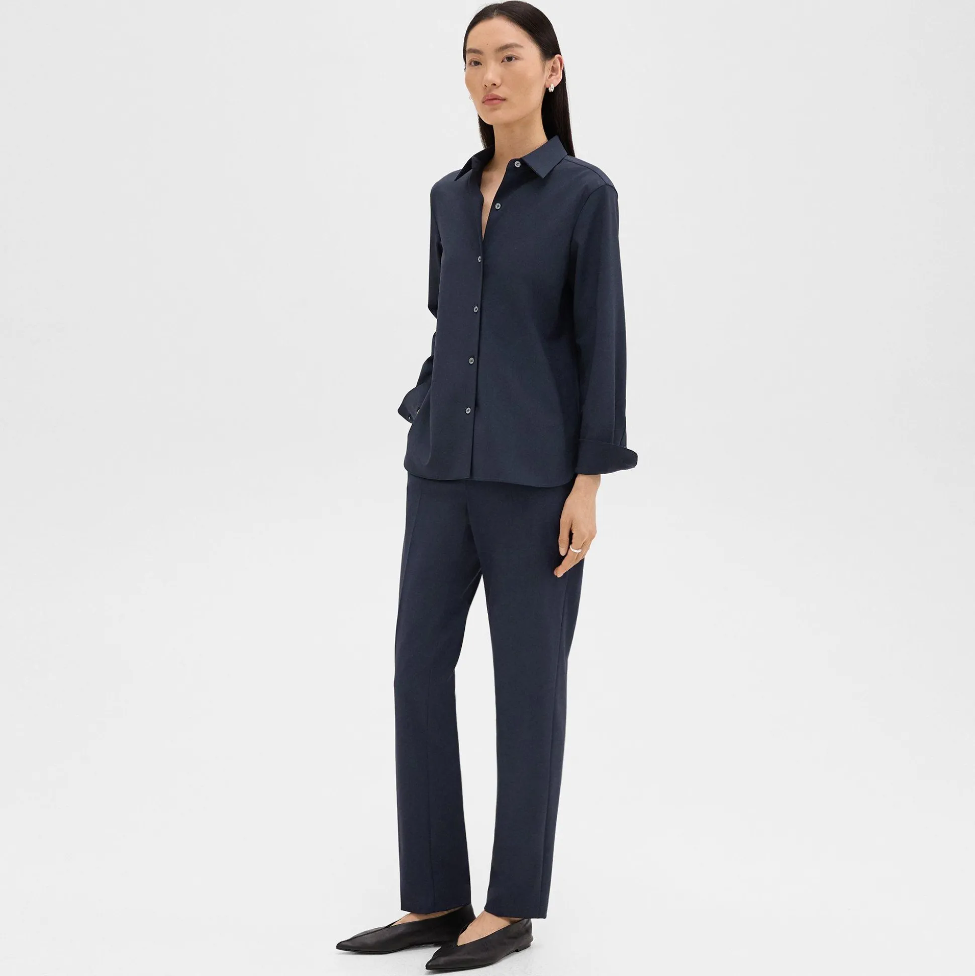Theory Treeca Full Length Pant In Good Wool-Women Suits|Pants