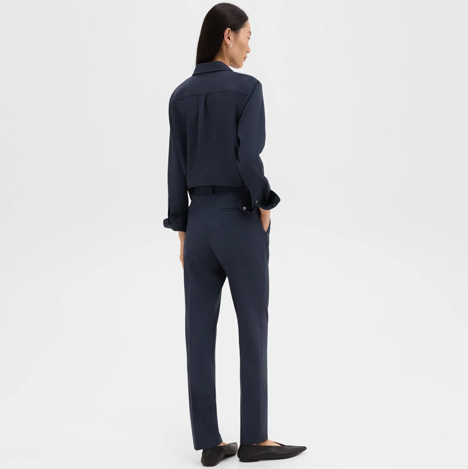 Theory Treeca Full Length Pant In Good Wool-Women Suits|Pants