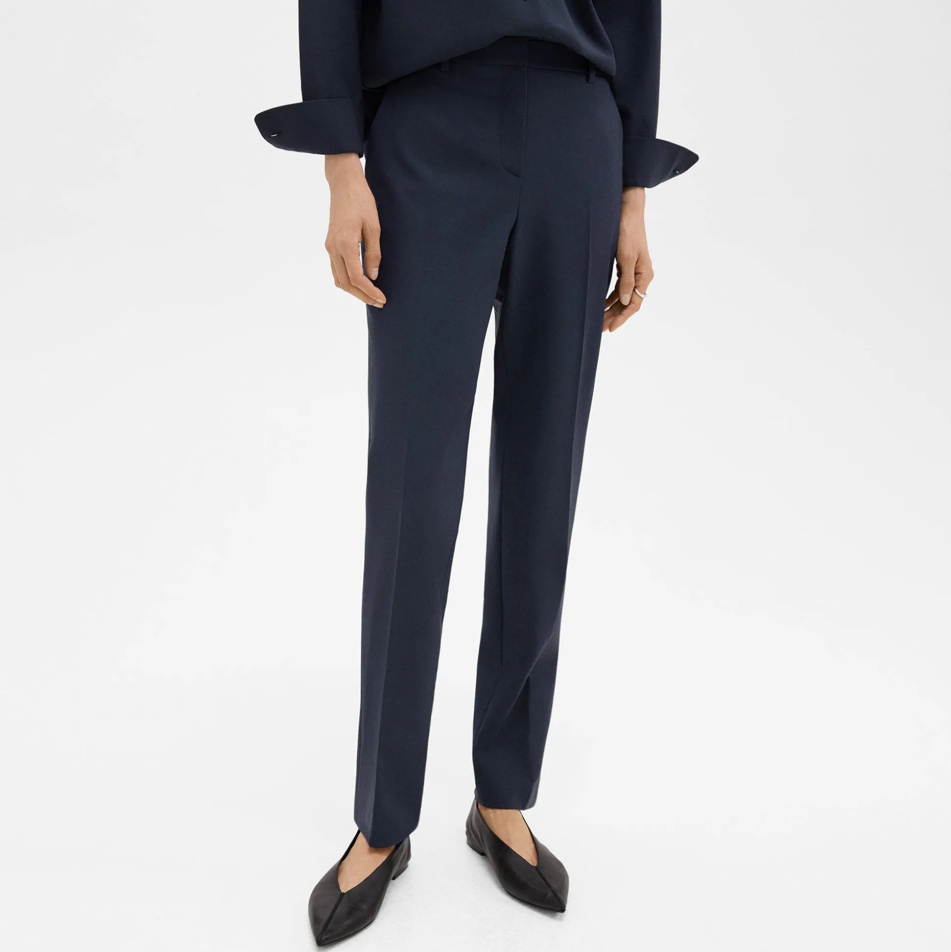 Theory Treeca Full Length Pant In Good Wool-Women Suits|Pants