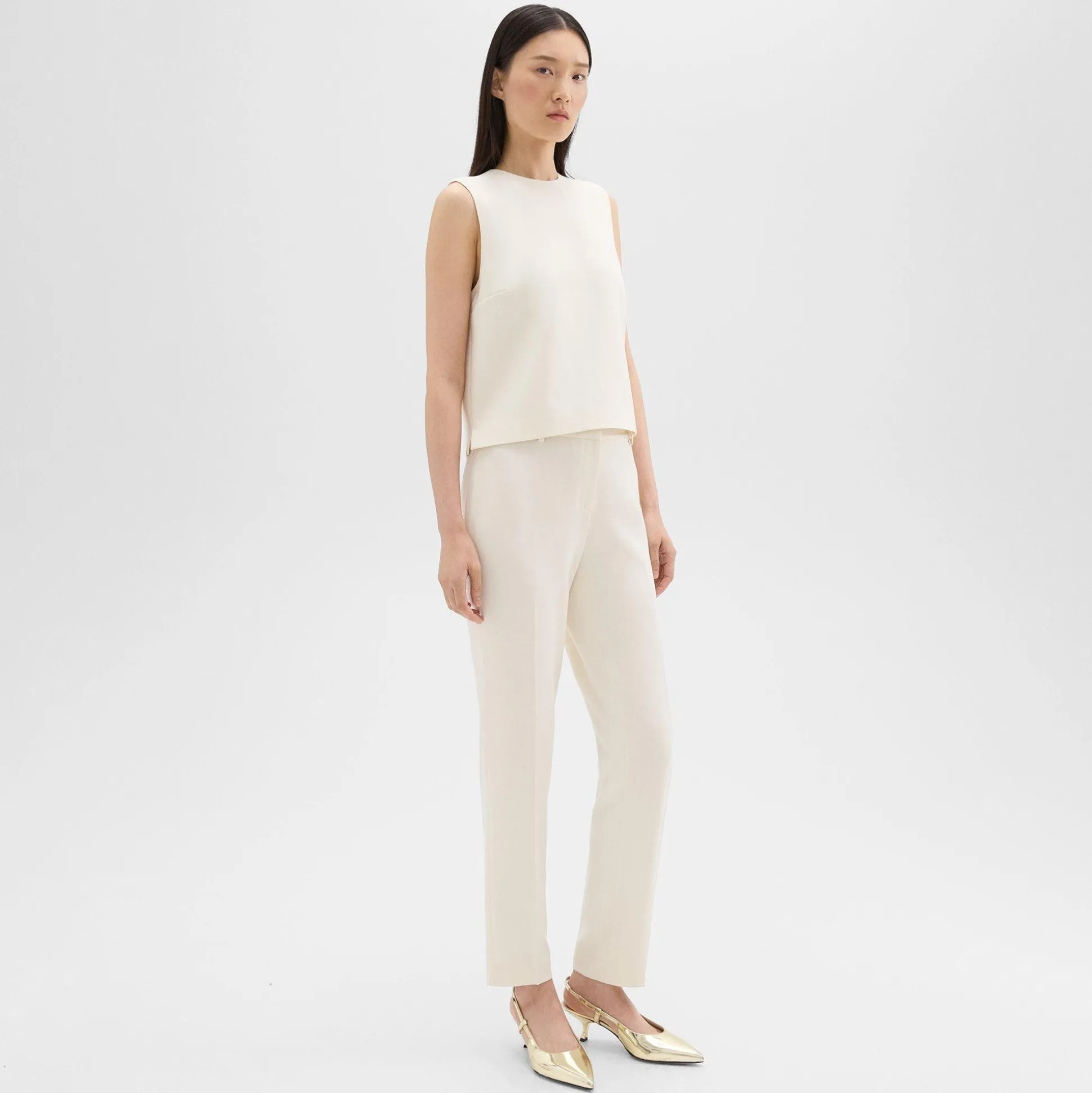 Theory Treeca Full Length Pant In Admiral Crepe-Women Suits|Pants
