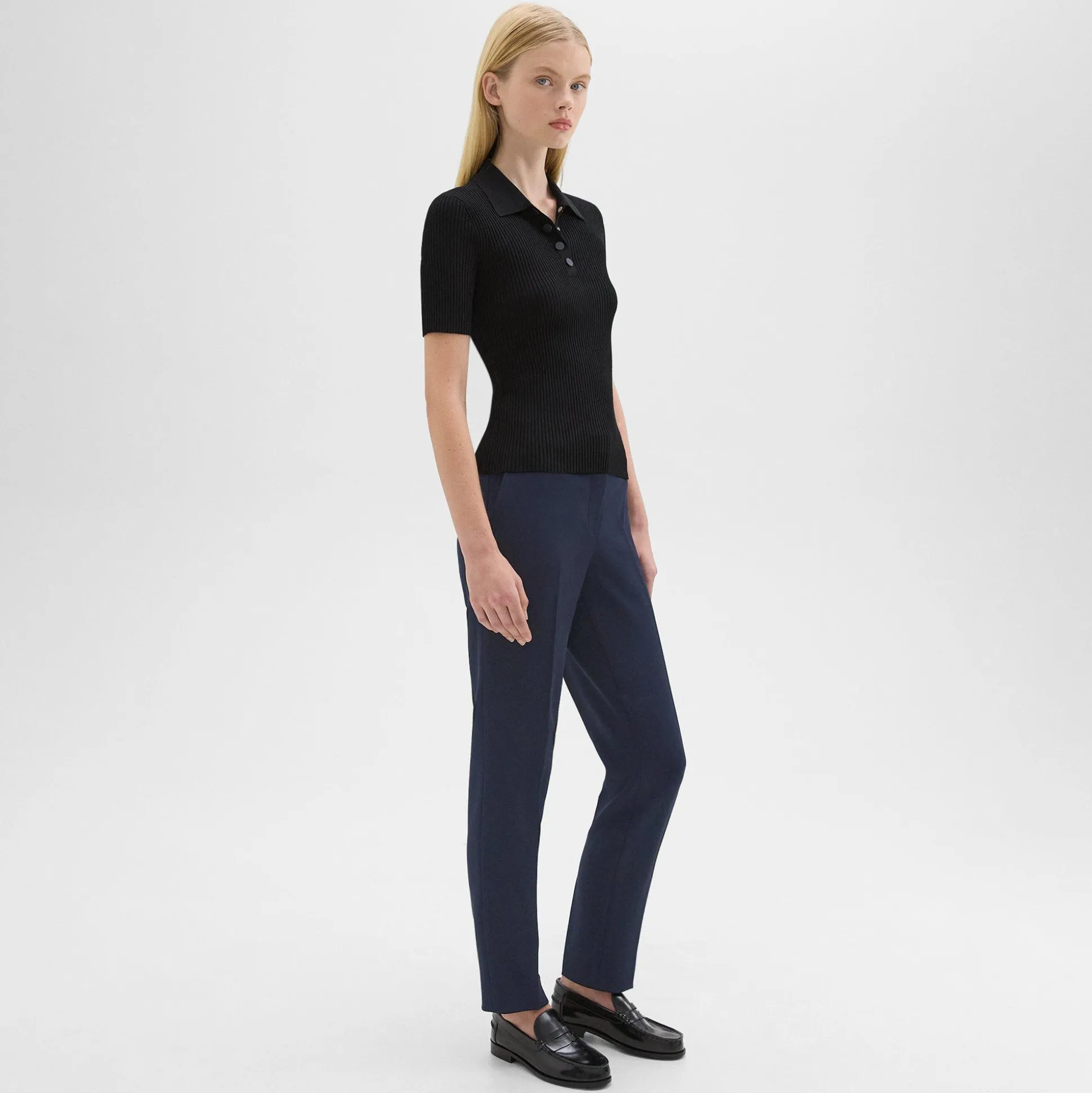 Theory Treeca Full Length Pant In Admiral Crepe-Women Suits|Pants