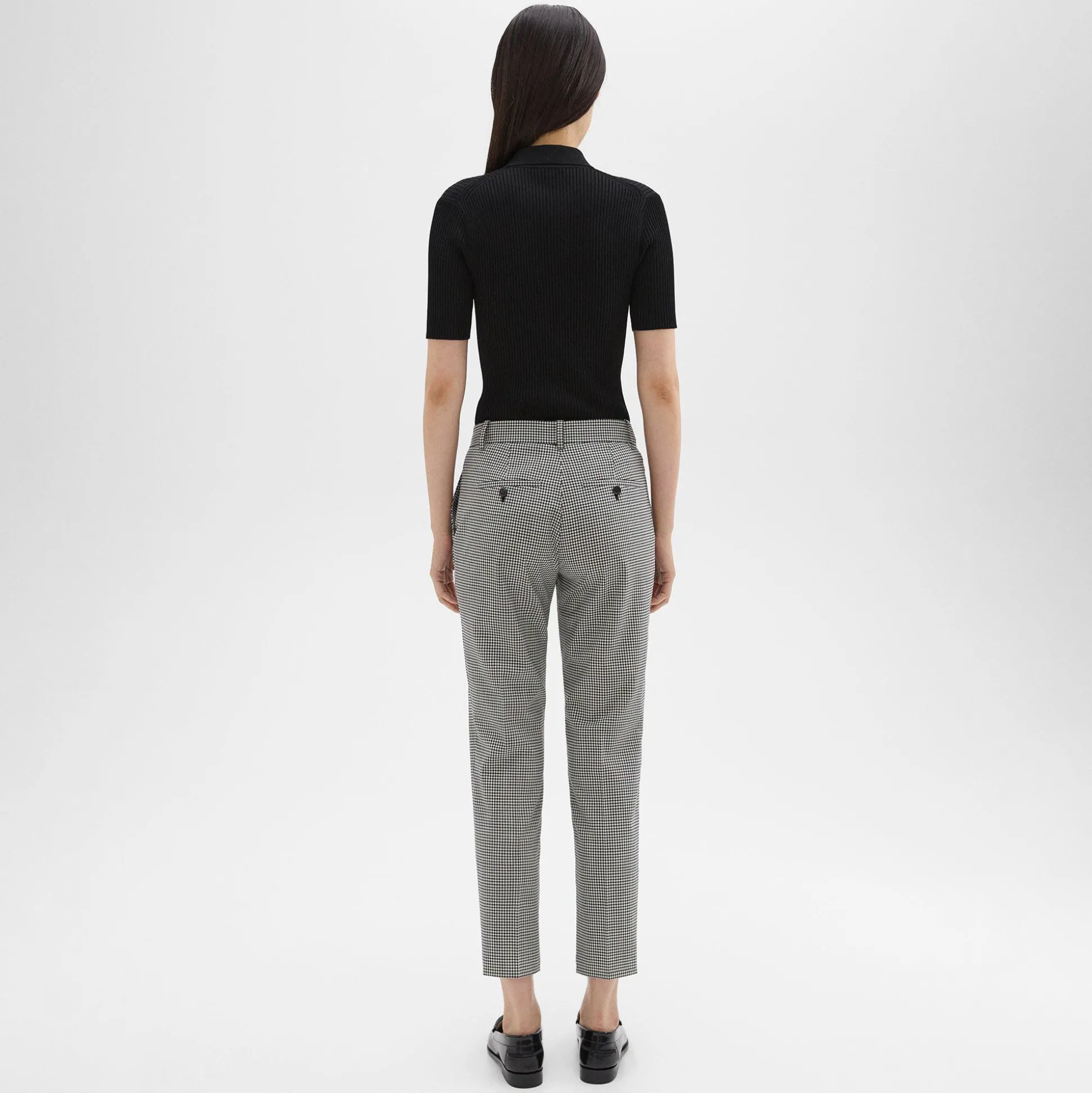 Theory Treeca Pant In Plaid Stretch Wool-Women Pants