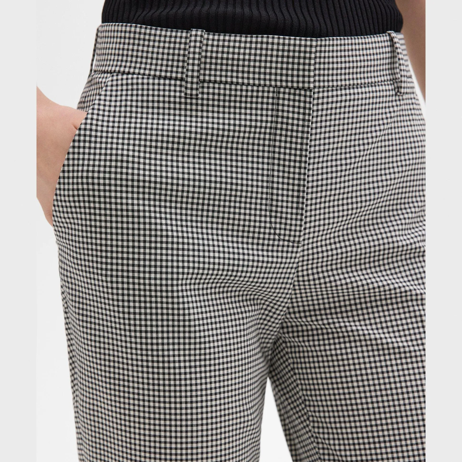 Theory Treeca Pant In Plaid Stretch Wool-Women Pants