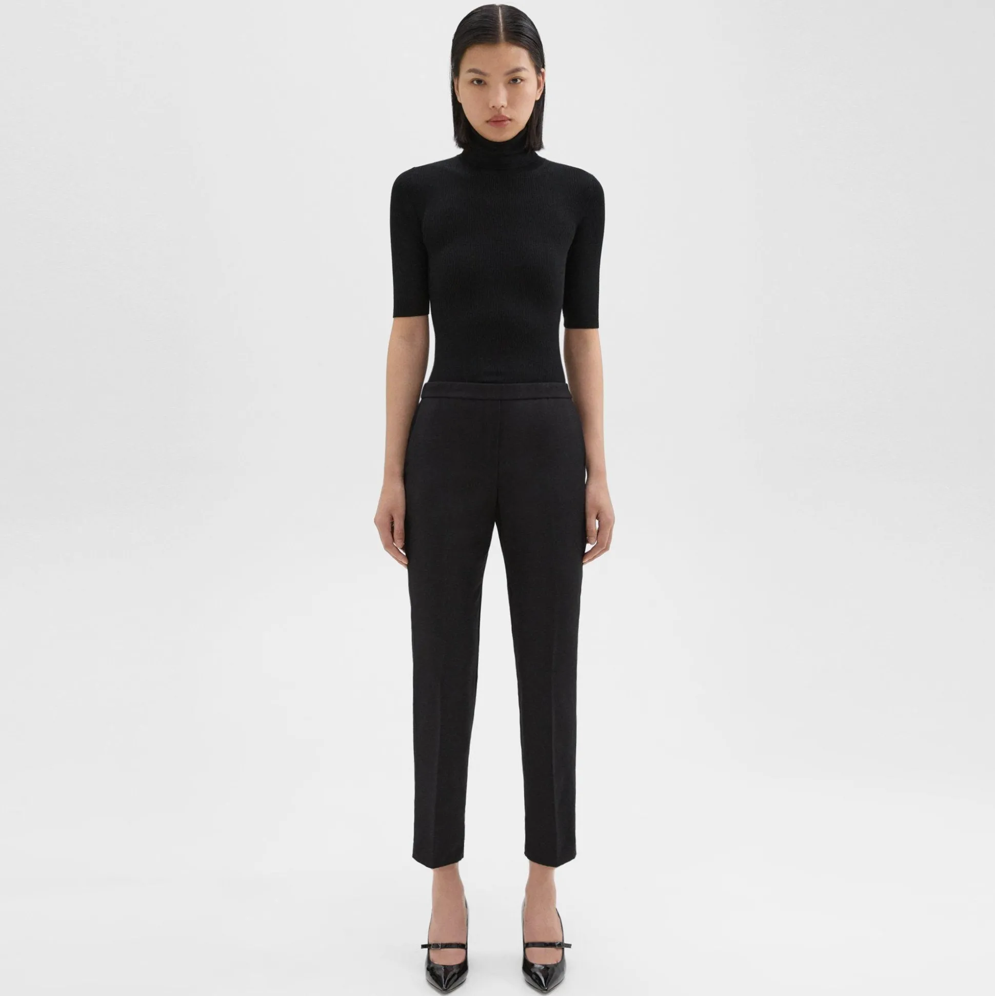Theory Treeca Pull-On Pant In Sleek Flannel-Women Suits|Pants